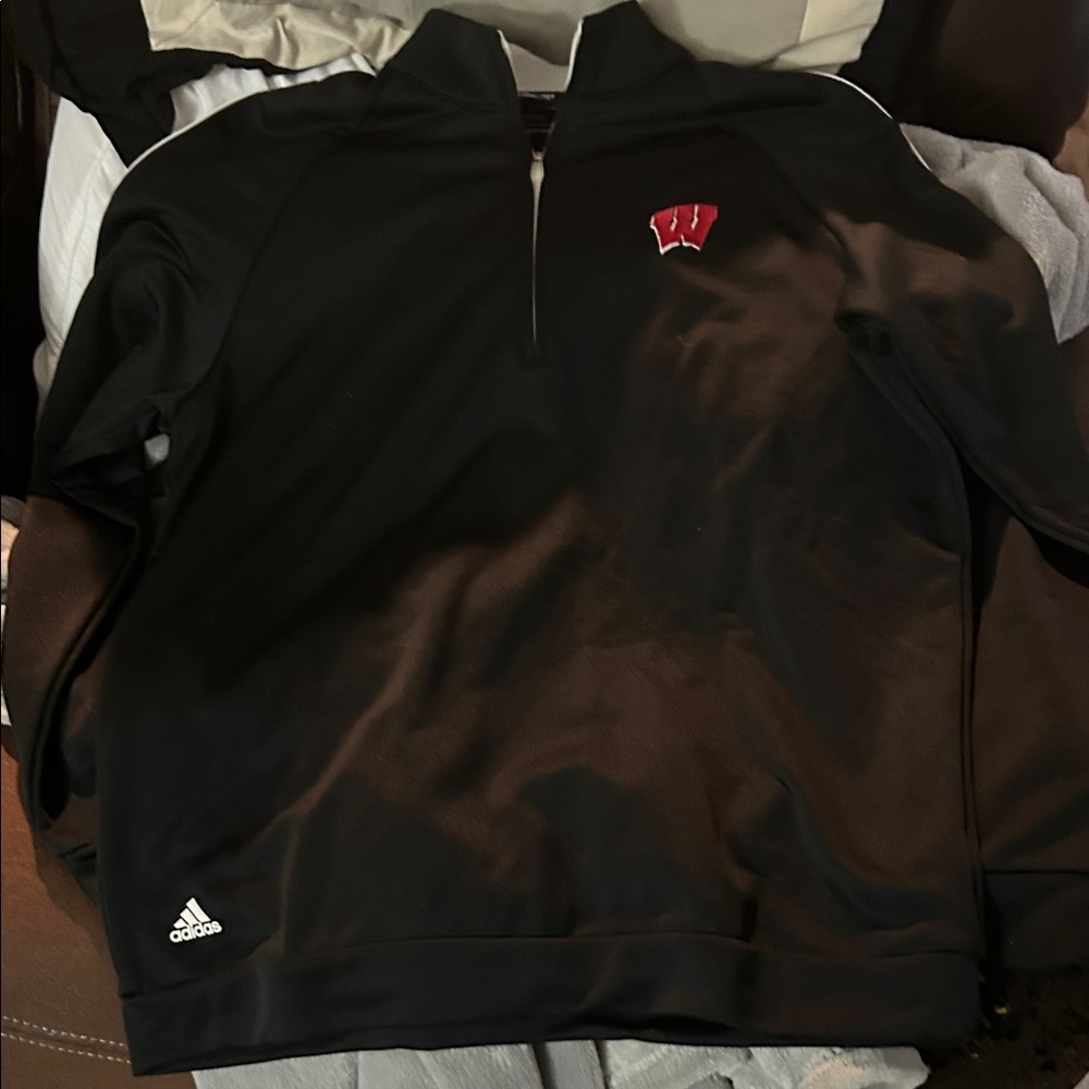 Adidas Black Pullover with Wisconsin symbol